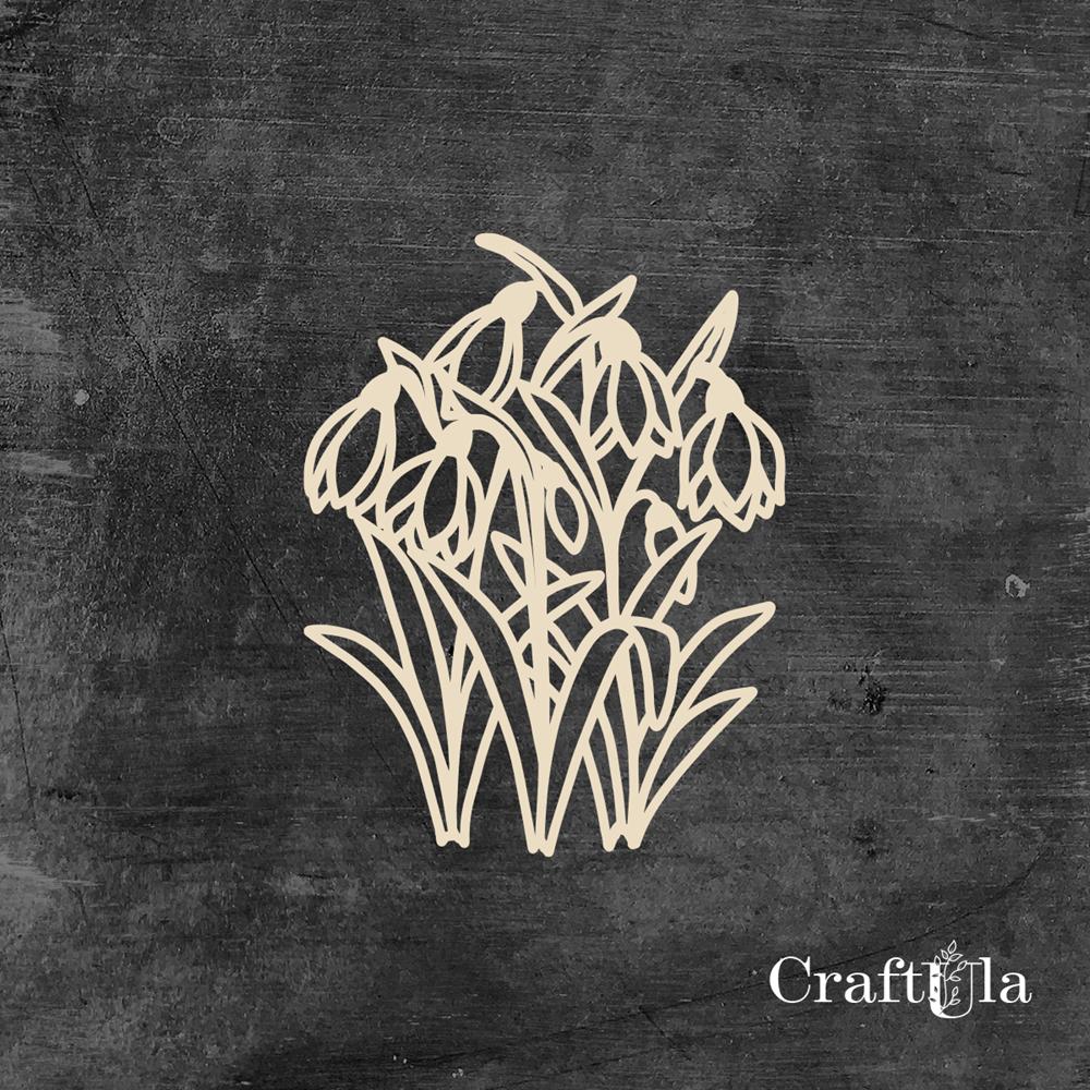 Set of Chipboard Snowdrops (2 pcs, 7x5x0,15cm)