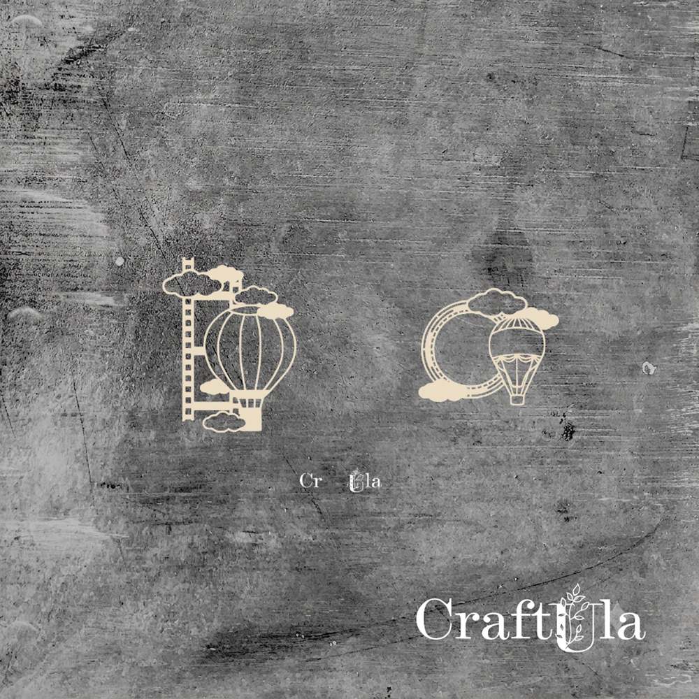 Set of Chipboard Balloons (2 pcs, largest 8x5x0,15cm)