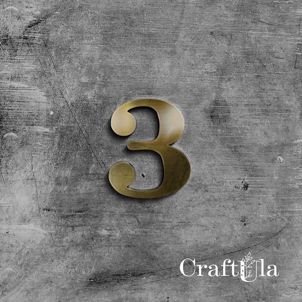 Mirrored gold plexiglass number – 3 (3 pcs, 4x5cm)