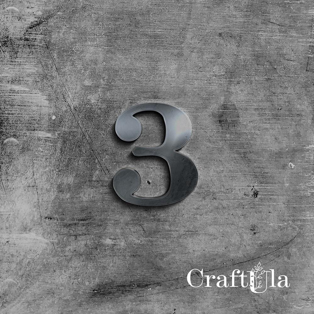 Mirrored silver plexiglass number – 3 (3 pcs, 4x5cm)