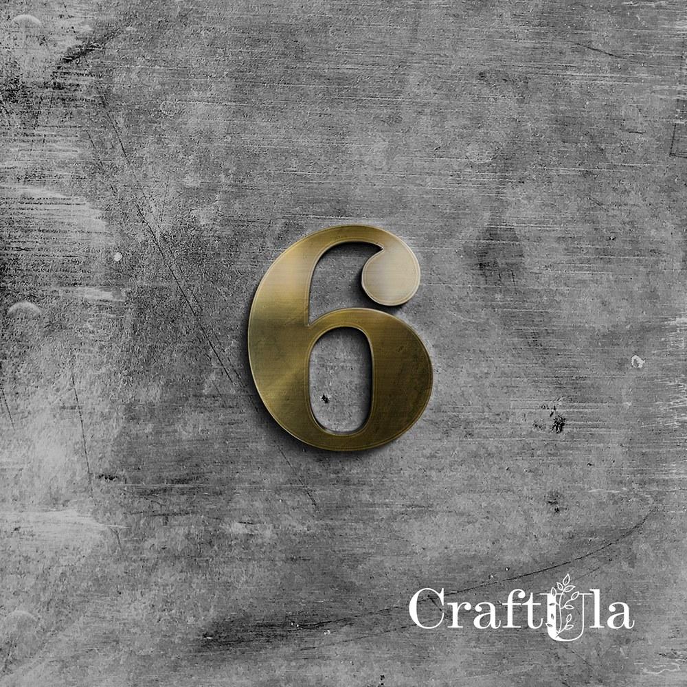 Mirrored gold plexiglass number – 6 (3 pcs, 4x5cm)