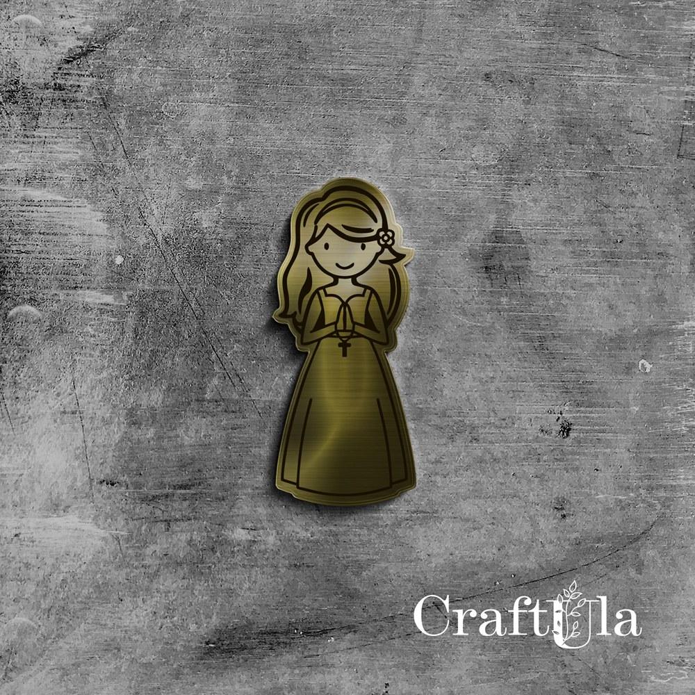 Mirrored gold plexiglass Communion girl 90 (1 pcs, 3x7,5cm)