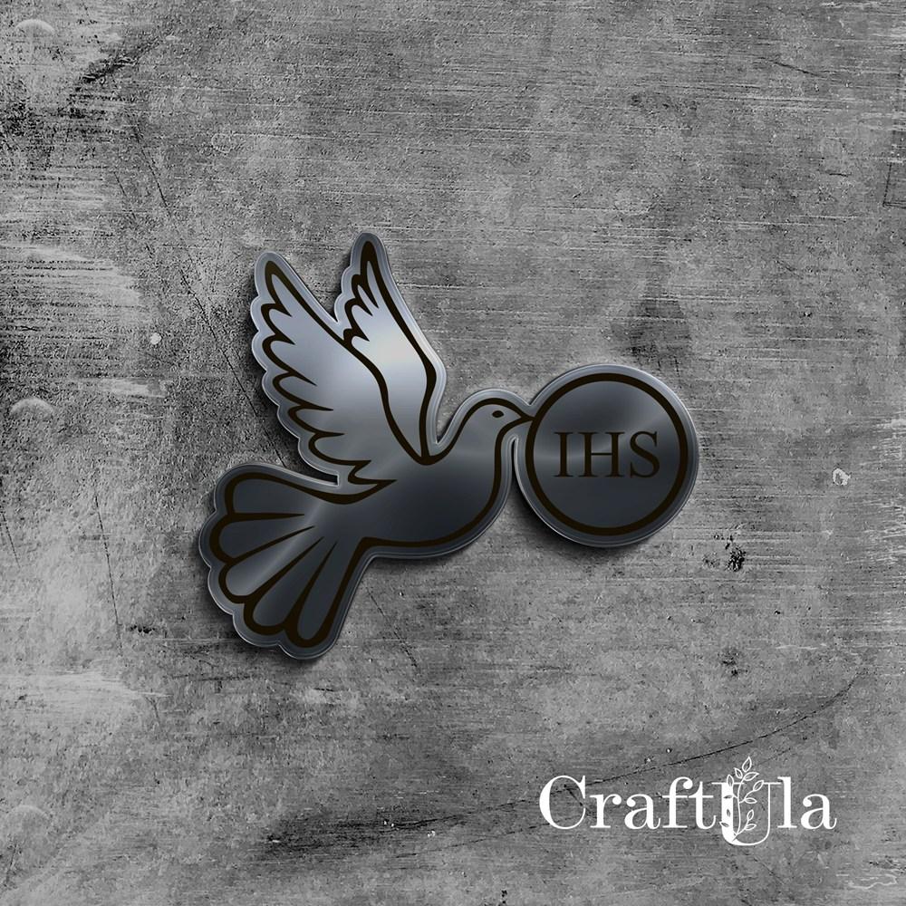 Mirrored silver plexiglass Pigeon IHS (2 pcs, 6x7cm) Mirrored silver plexiglass Pigeon IHS (2 pcs, 6x7cm)