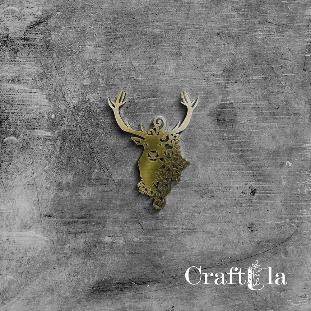Mirrored gold plexiglass Christmas Deer (1 pcs, 9x7cm)
