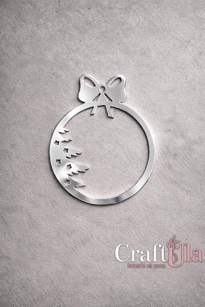 Mirrored silver plexiglass Christmas Bauble 134 (1 pcs, 6x5cm)