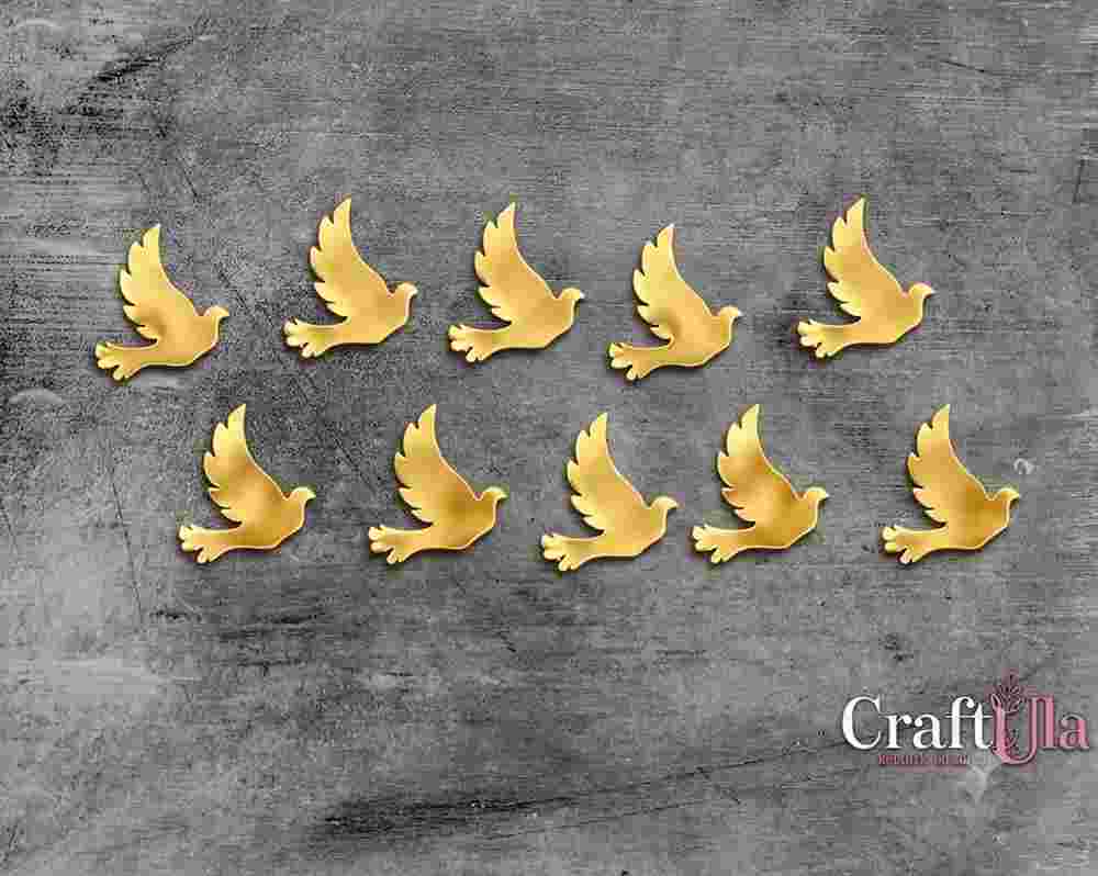 Mirrored gold plexiglass Mini Pigeons (10 pcs, 1,5x1,5cm)
