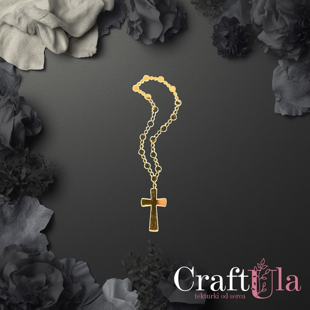 Mirrored gold plexiglass Rosary (2 pcs, 8x2,5cm)