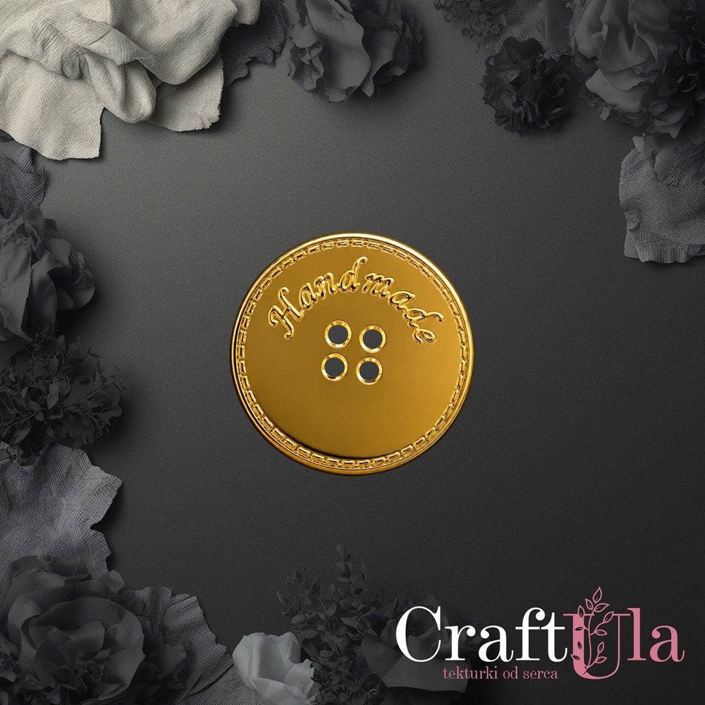 Mirrored gold plexiglass Handmade button 181 (dia 3cm, 2 pcs)