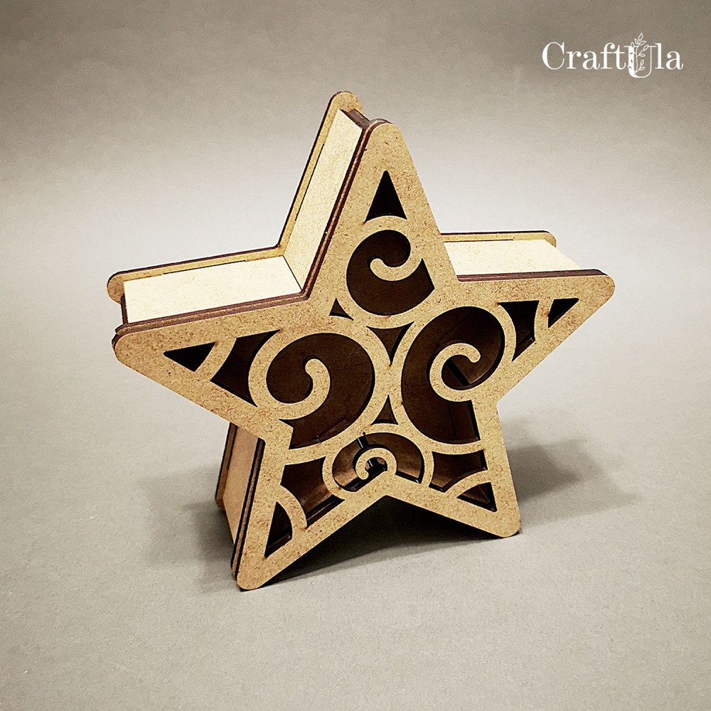 HDF 3D Star 284 – lattern, box (height around 20 cm) HDF 3D Star 284 – lattern, box (height around 20 cm)