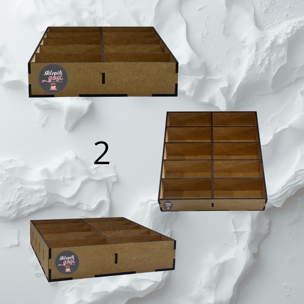 HDF box/organizer with compartments 2 (18,5x17x4 cm, 10 compartments) HDF box/organizer with compartments 2 (18,5x17x4 cm, 10 compartments)