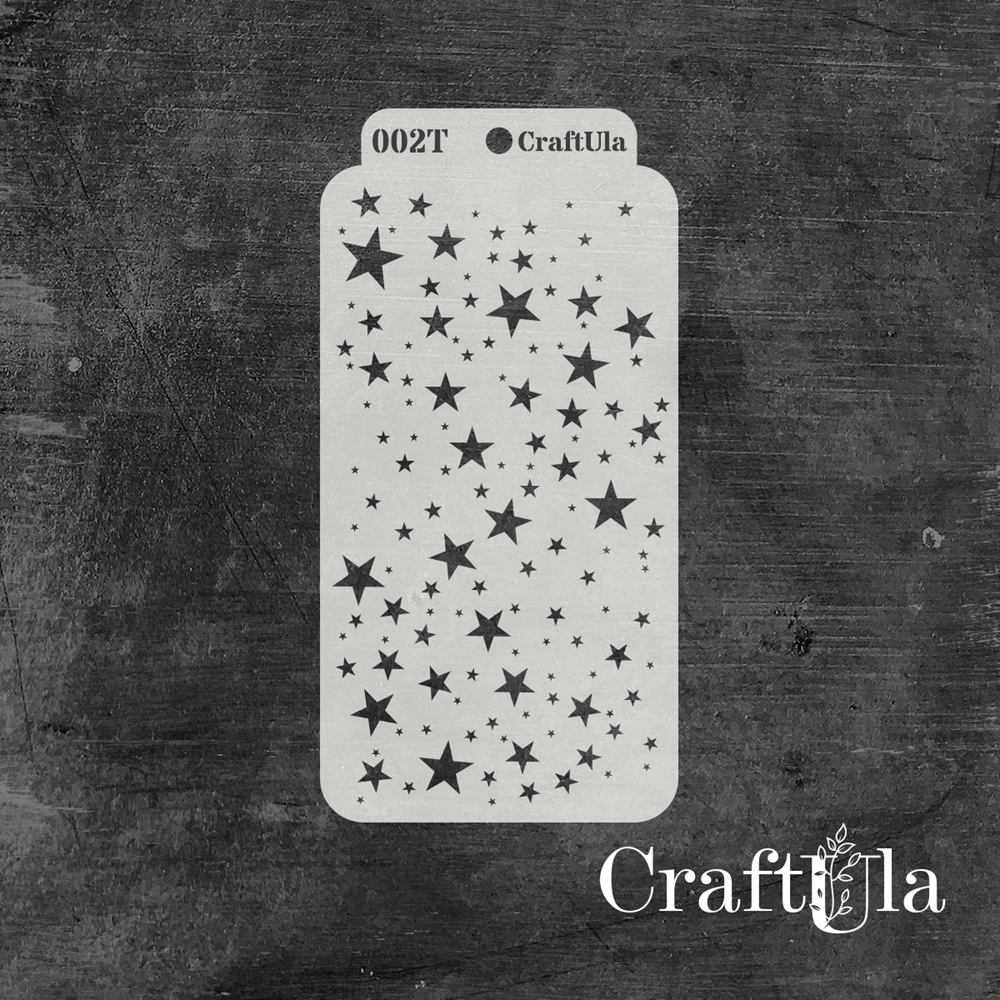 Stencil 0002T –Stars, 8x16 cm x 0,35 mm, semi-translucent