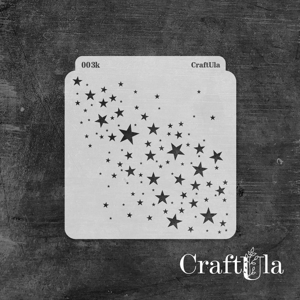Stencil 0003k – Stars, 15x16 cm x 0,35 mm, semi-translucent