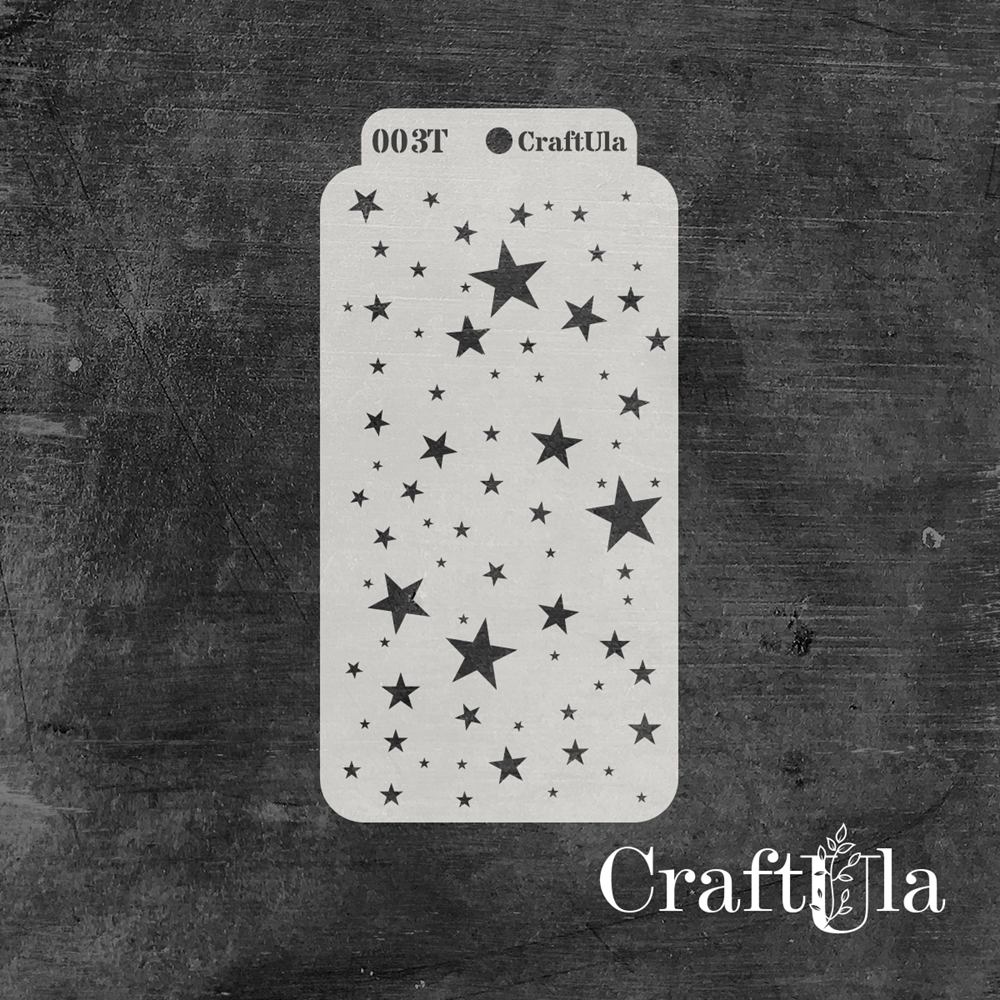 Stencil 0003T – Stars, 8x16 cm x 0,35 mm, semi-translucent