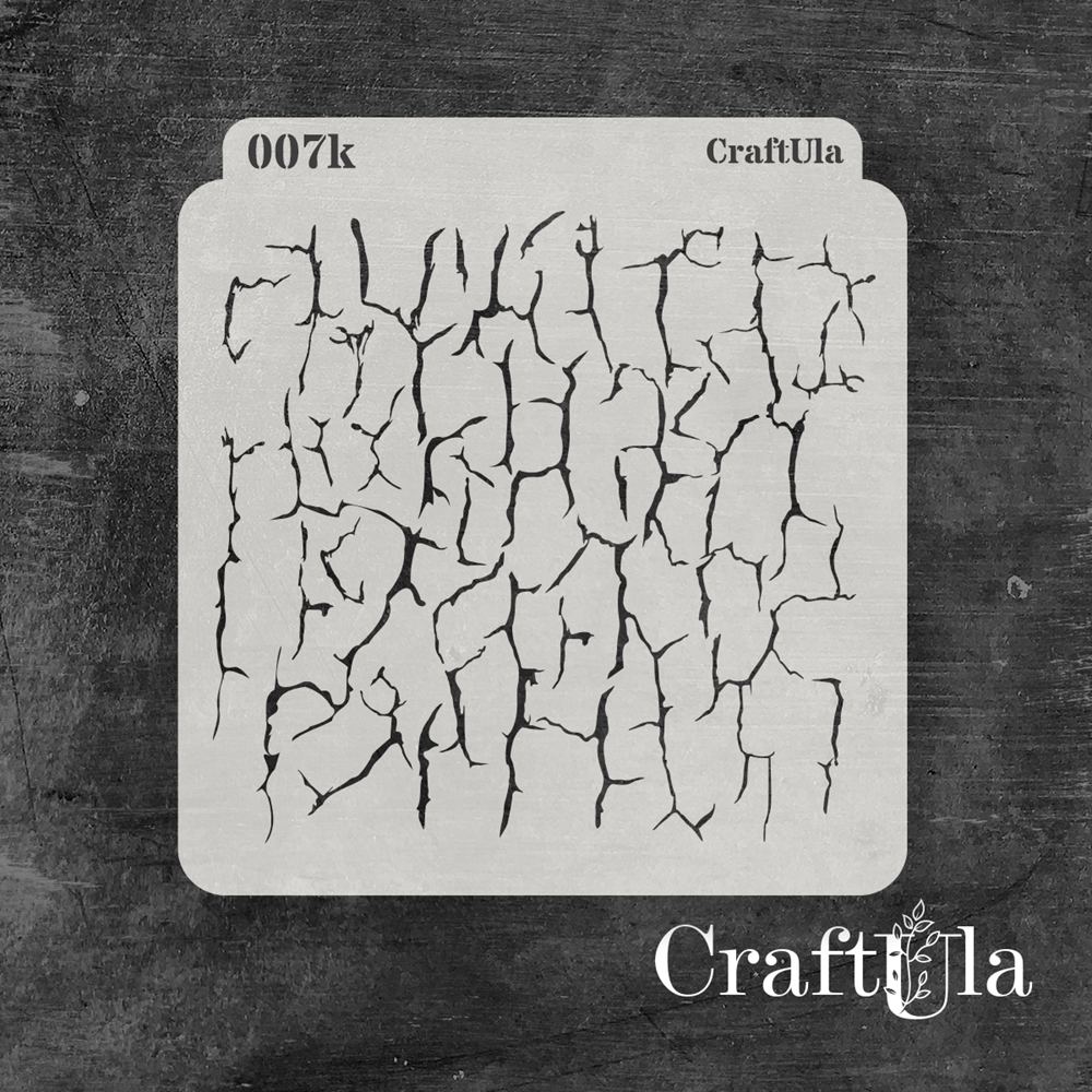 Stencil 0007k – Cracks, 15x16 cm x 0,35 mm, semi-translucent