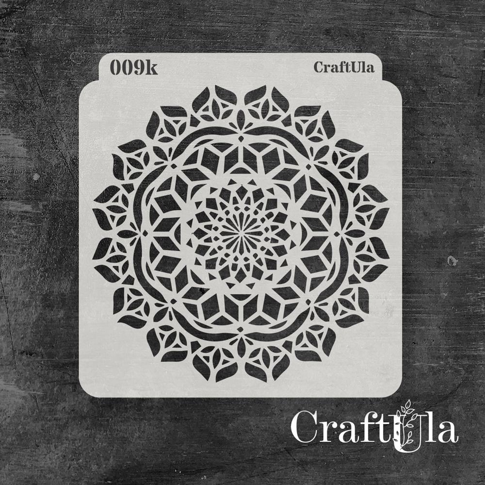 Stencil 0009k – Mandala, 15x16 cm x 0,35 mm, semi-translucent