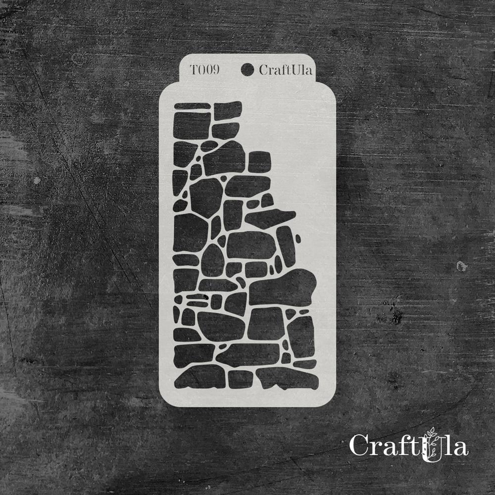 Stencil 0009T – Stone Wall, 8x16 cm x 0,35 mm, semi-translucent