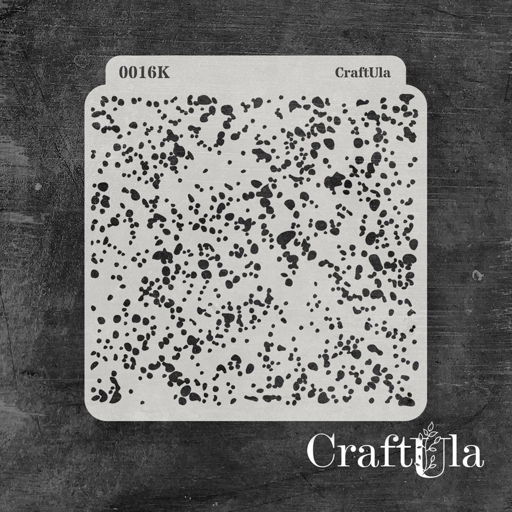 Stencil 0016k – Stains, 15x16 cm x 0,35 mm, semi-translucent