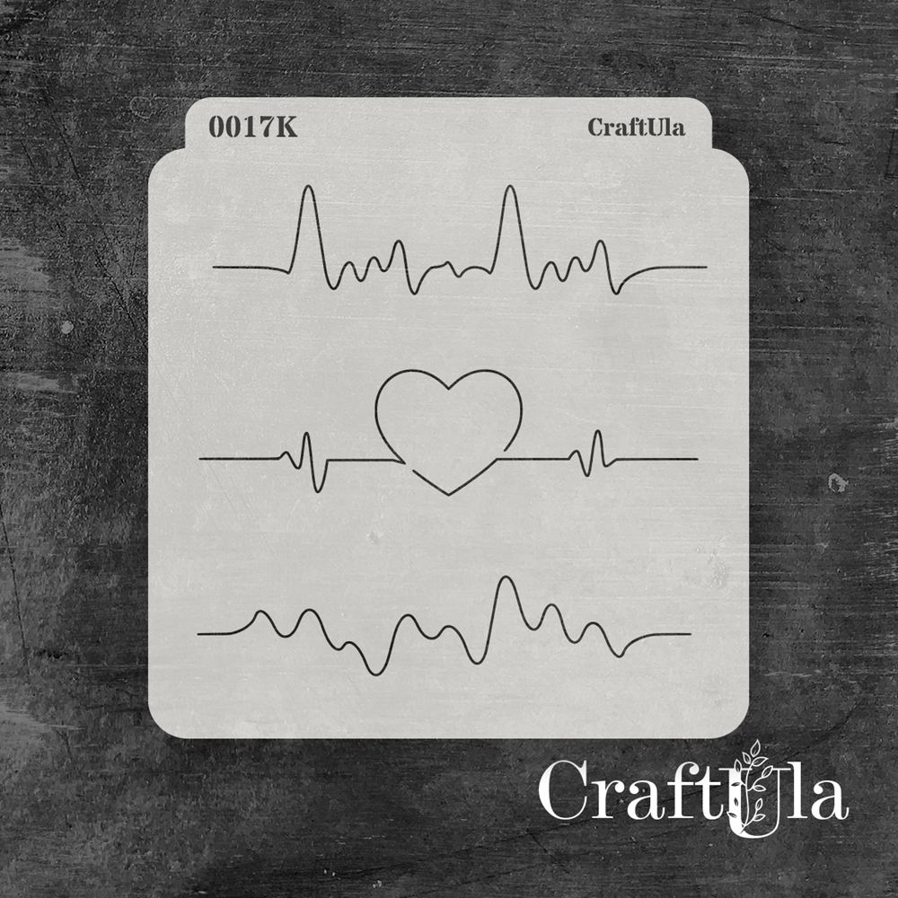 Stencil 0017k – EKG, 15x16 cm x 0,35 mm, semi-translucent