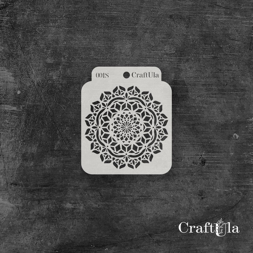Stencil 001s – Mandala, 8x9, ,5 cm x 0,35 mm, semi-translucent