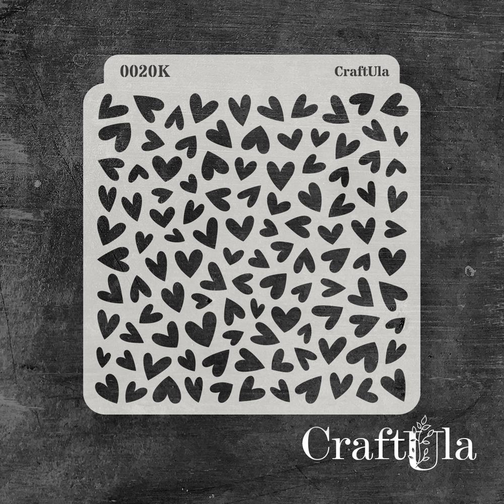 Stencil 0020k – Hearts, 15x16 cm x 0,35 mm, semi-translucent