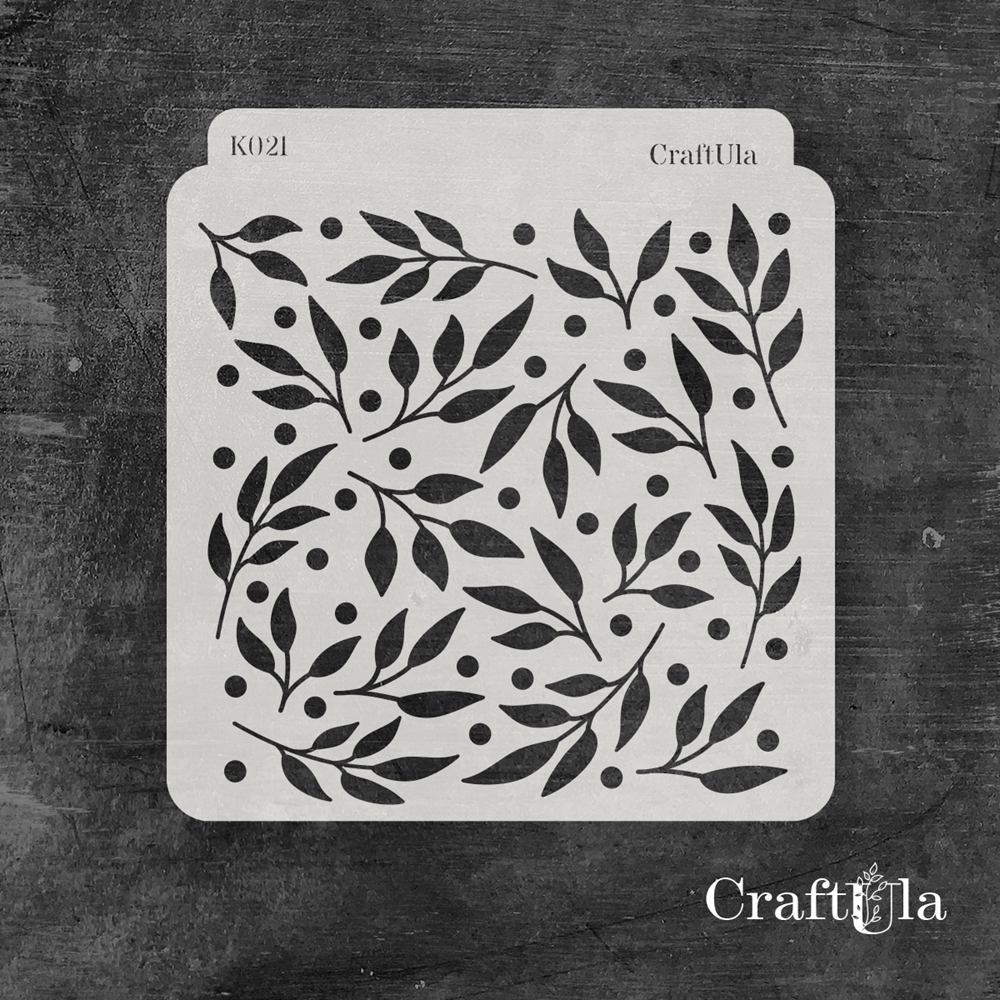 Stencil 0021k – Leaves, 15x16 cm x 0,35 mm, semi-translucent