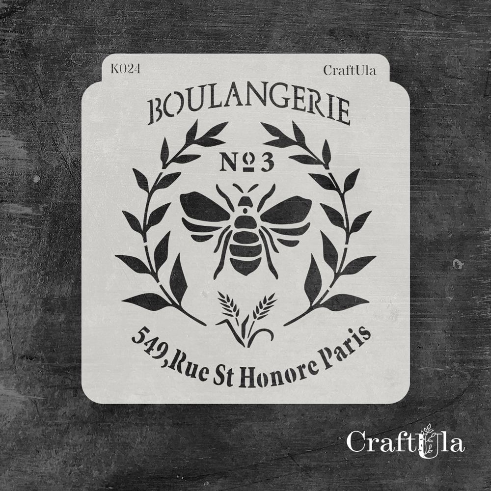 Stencil 0024k – Bee (small), 15x16 cm x 0,35 mm, semi-translucent