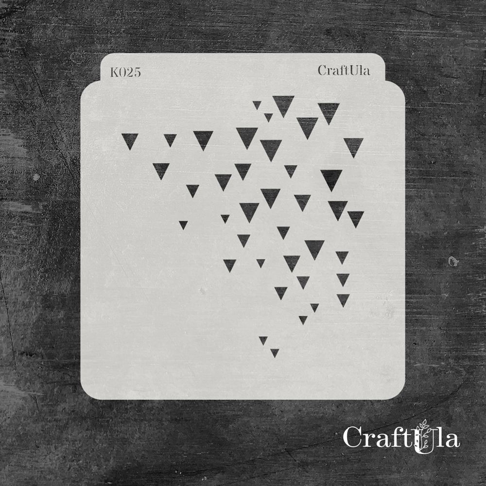 Stencil 0025k – Triangles, 15x16 cm x 0,35 mm, semi-translucent