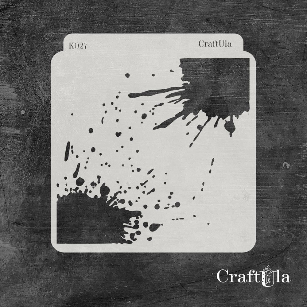 Stencil 0027k – Stains, 15x16 cm x 0,35 mm, semi-translucent
