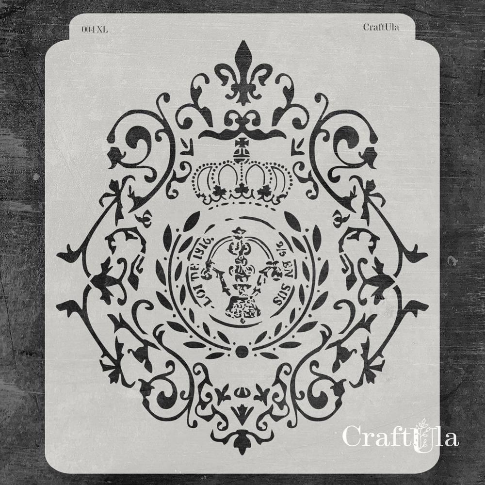 Stencil 004XL – Crown, 30x22 cm x 0,35 mm, semi-translucent