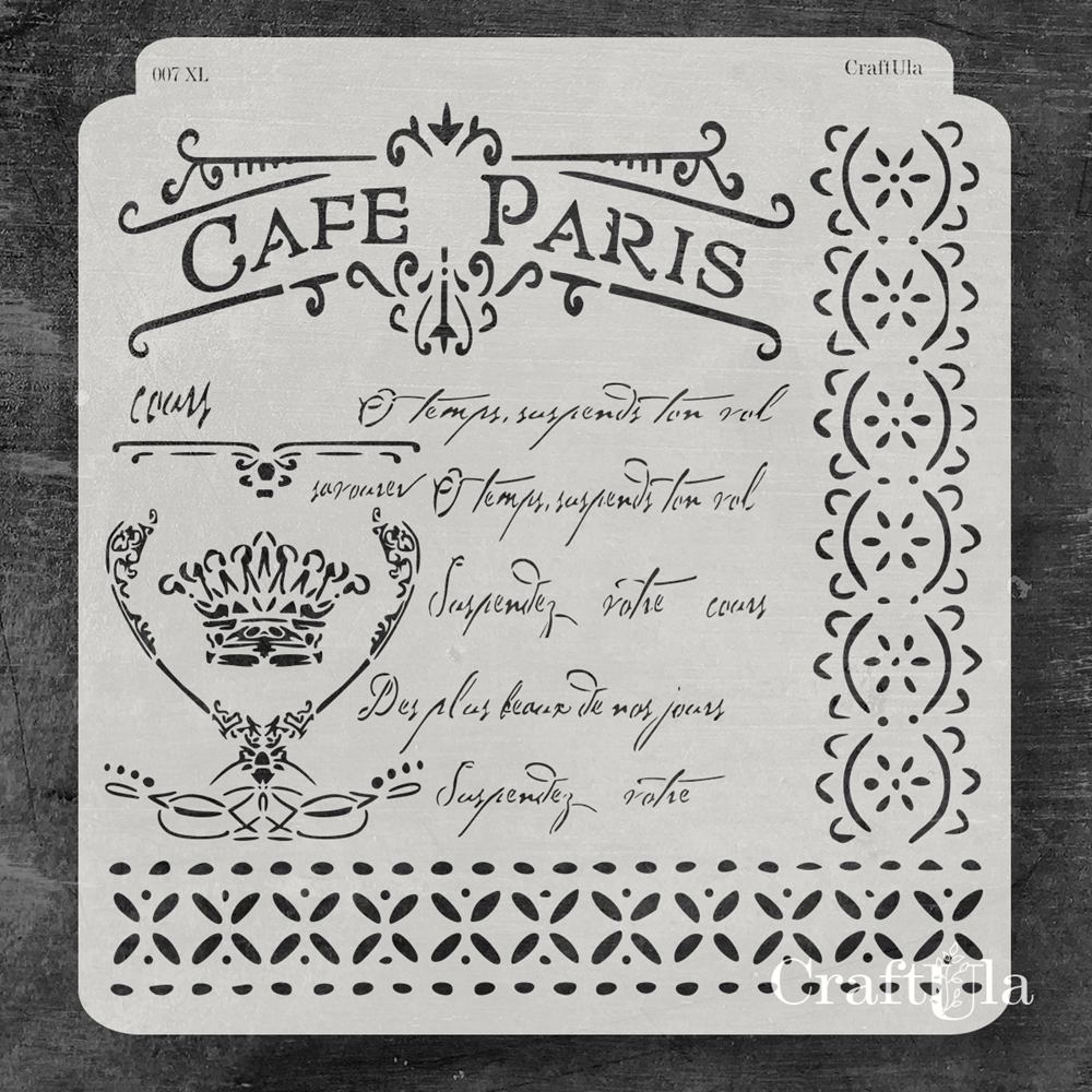 Stencil 007XL – Ornaments, 30x31 cm x 0,35 mm, semi-translucent