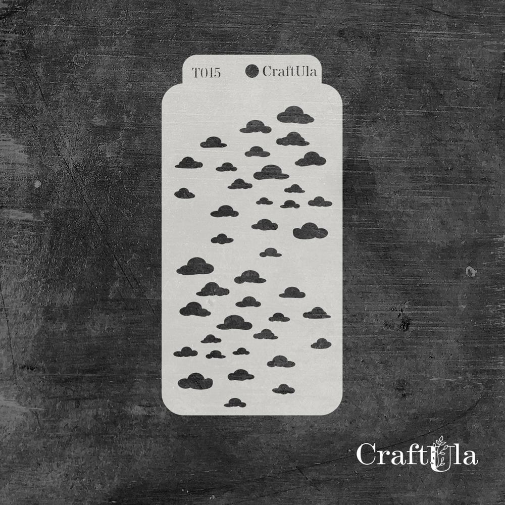 Stencil 015T – Cloudes, 8x16 cm x 0,35 mm, semi-translucent