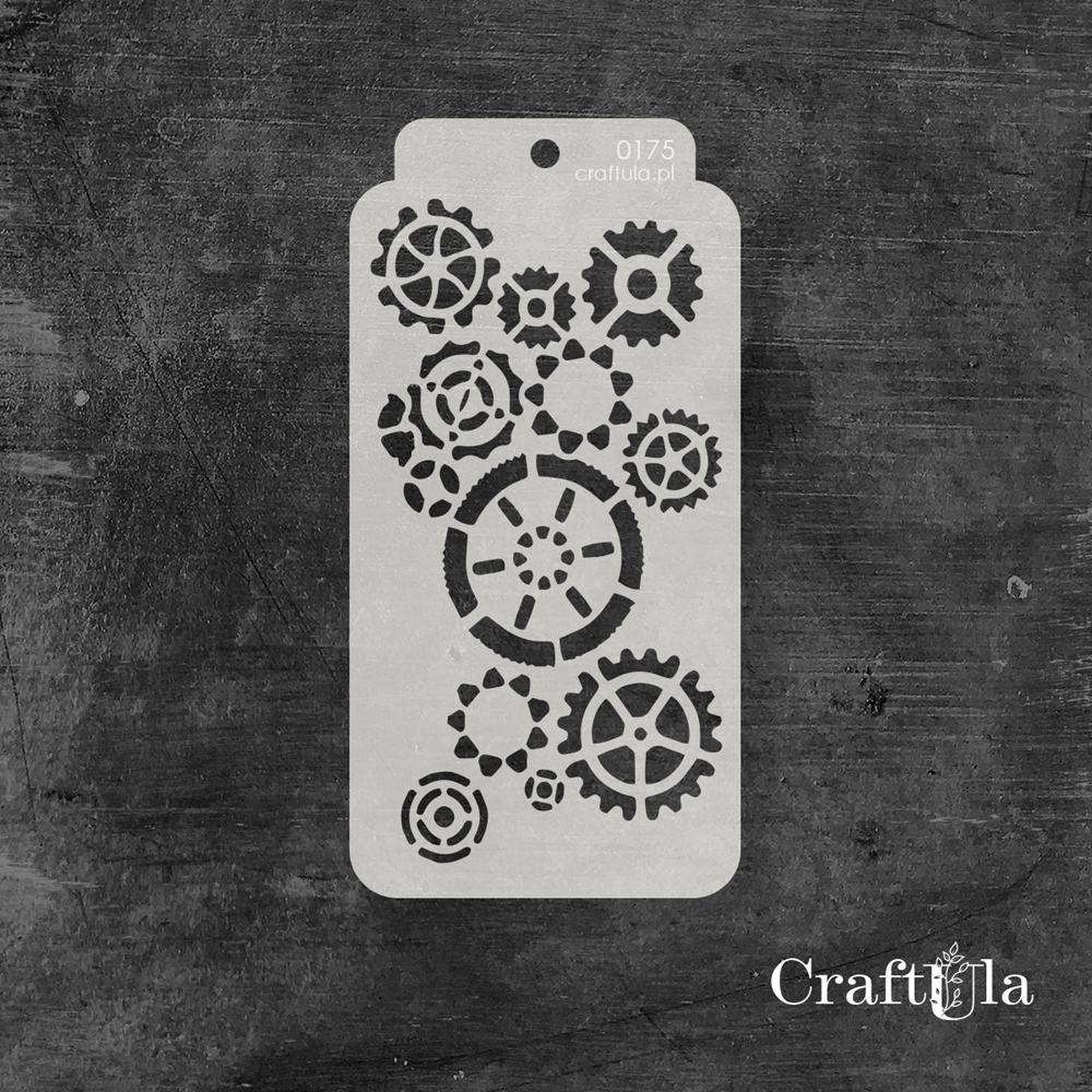 Stencil 0175 – Gears, 8x16 cm x 0,35 mm, semi-translucent