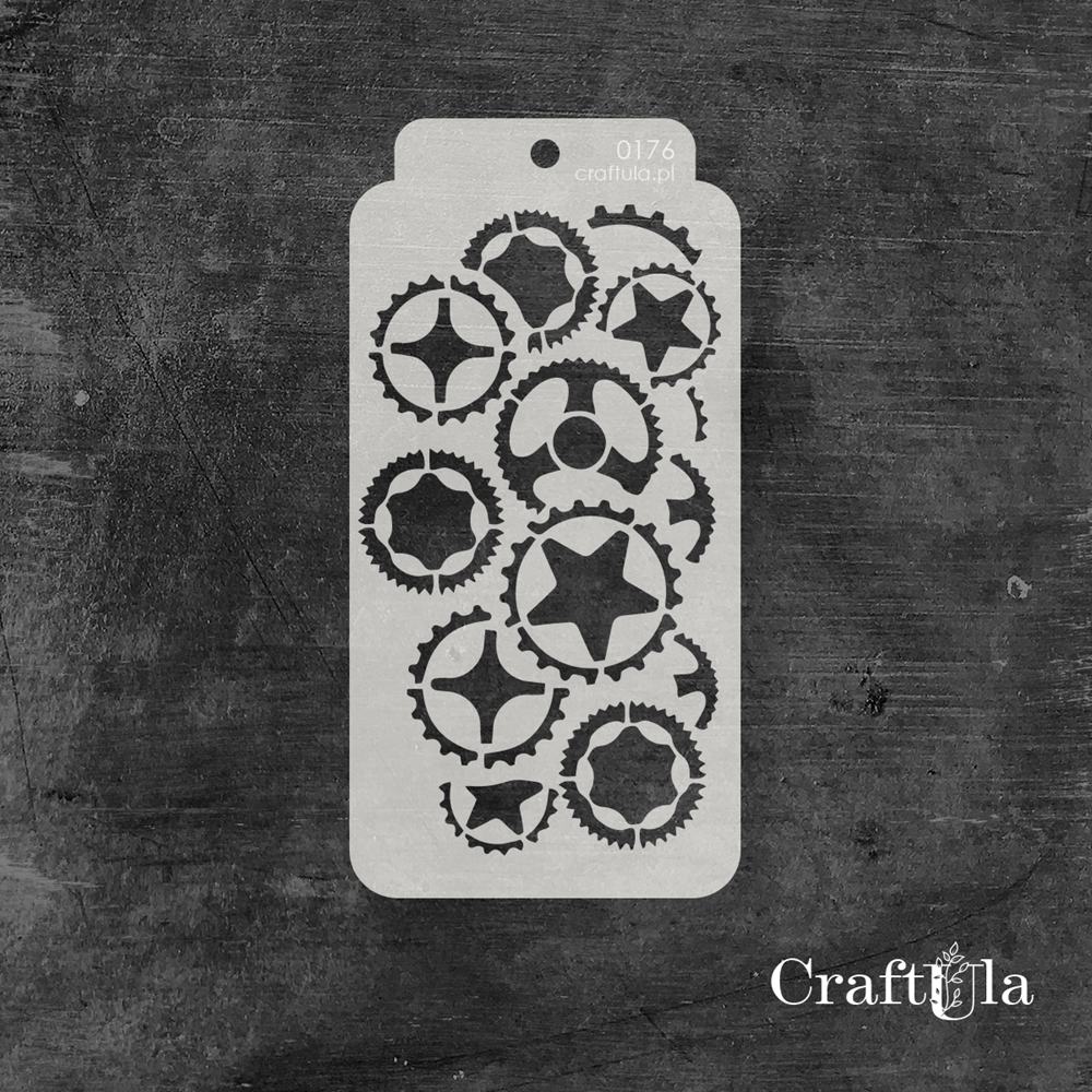 Stencil 0176 – Gears, 8x16 cm x 0,35 mm, semi-translucent