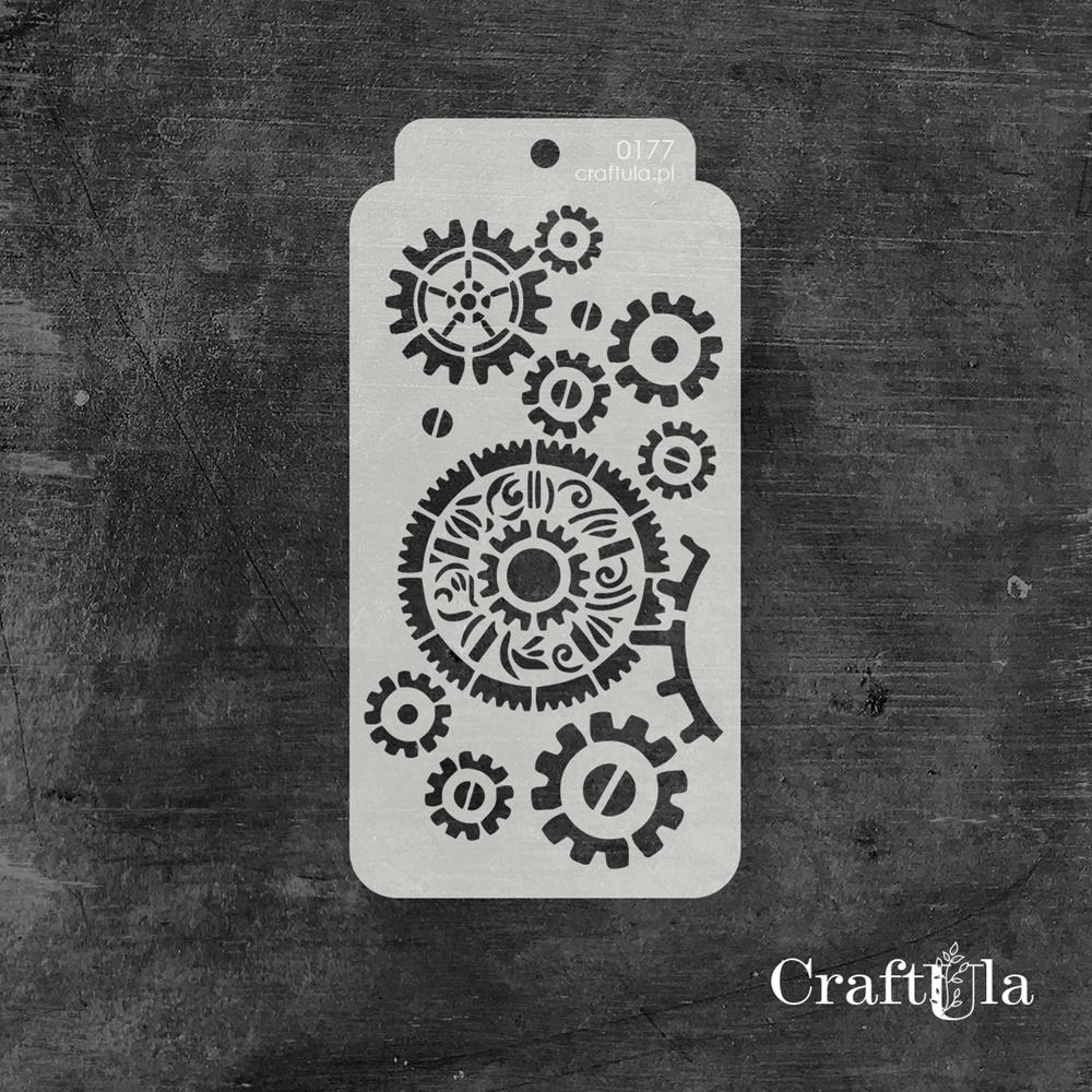 Stencil 0177 – Gears, 8x16 cm x 0,35 mm, semi-translucent