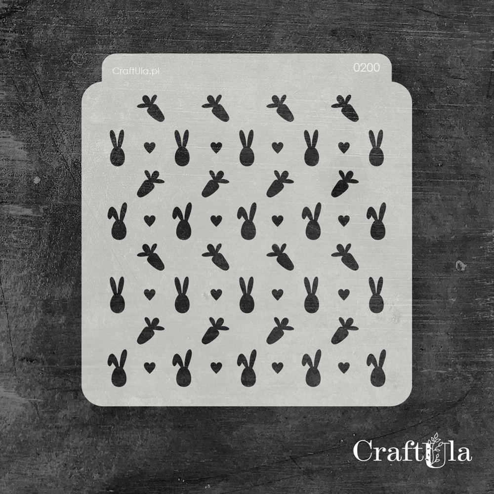 Stencil 0200 – Bunnies, 15x16 cm x 0,35 mm, semi-translucent