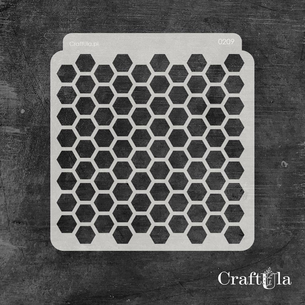Stencil 0209 – Hexagons, 15x16 cm x 0,35 mm, semi-translucent