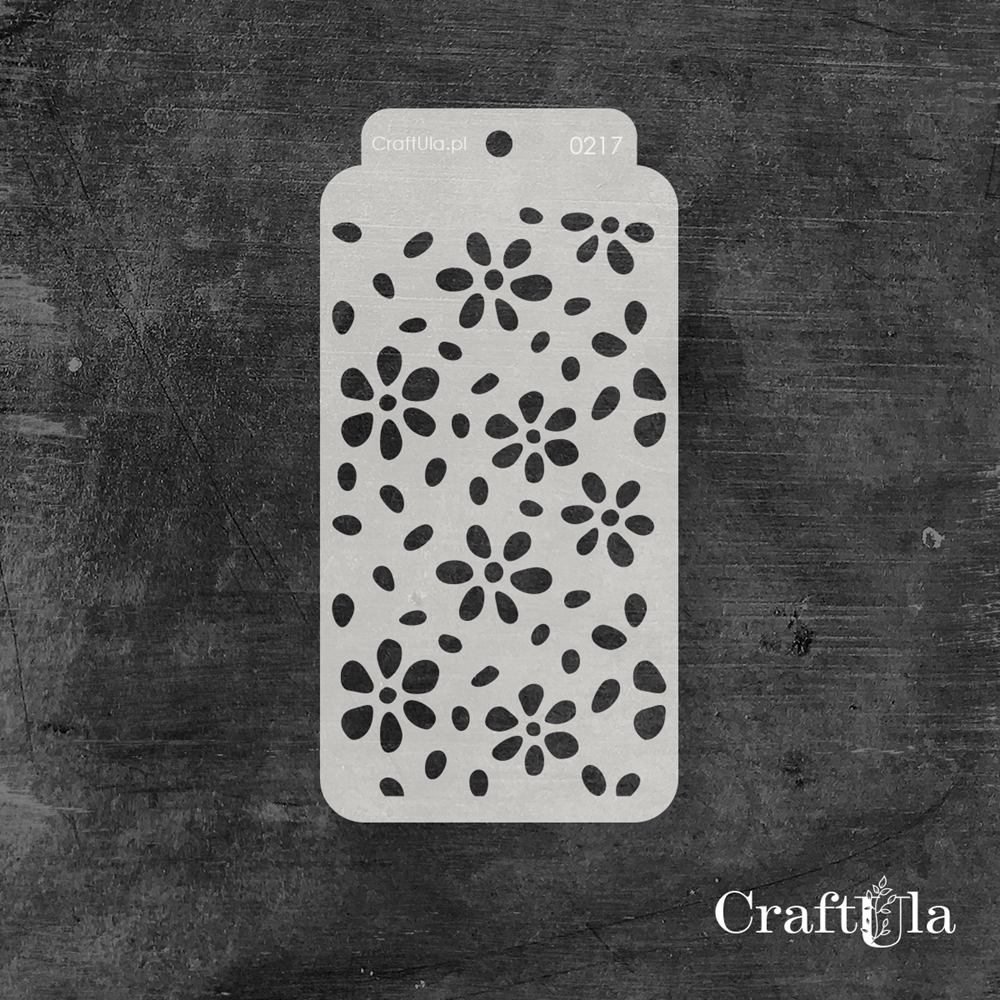Stencil 0217 – Flowers, 8x16 cm x 0,35 mm, semi-translucent
