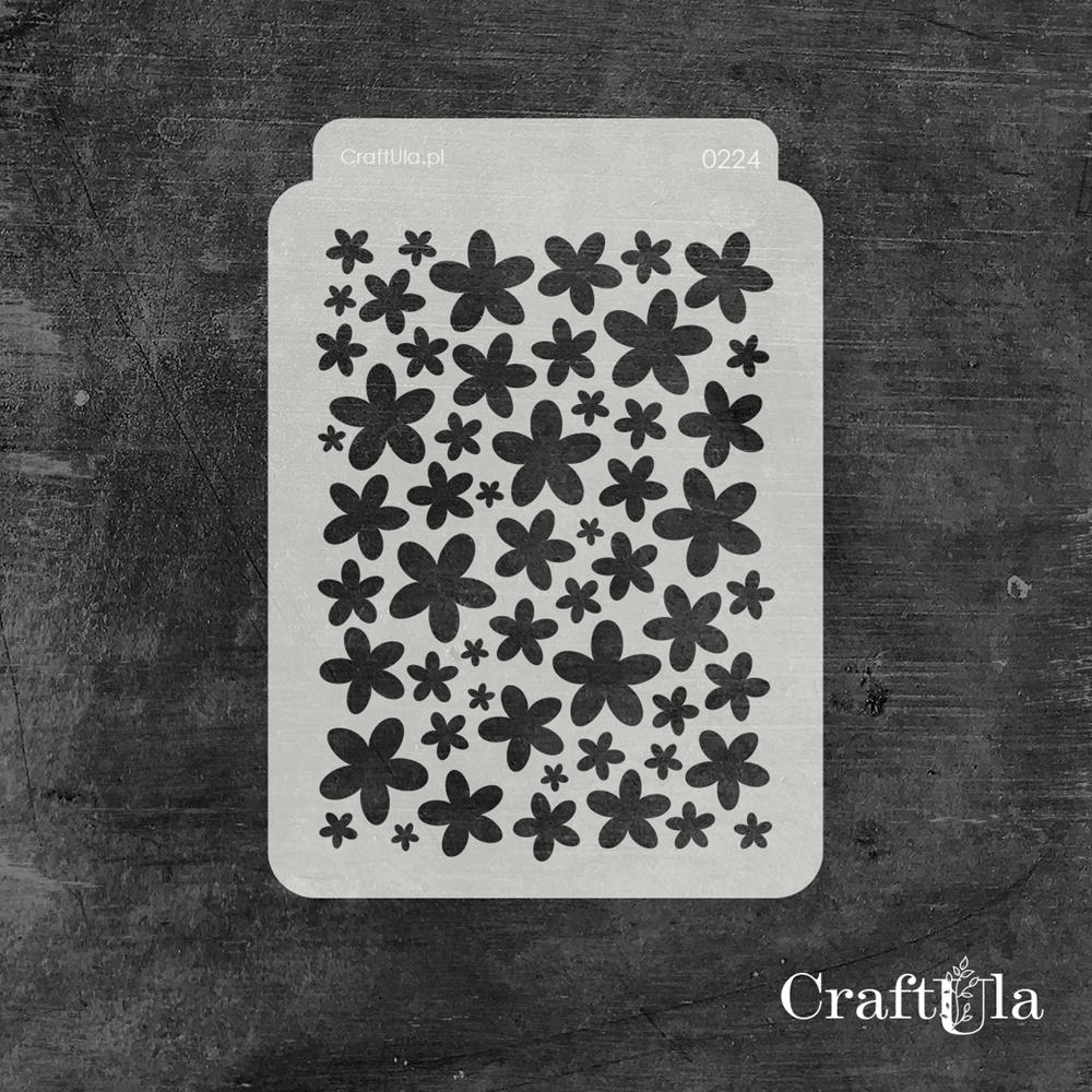 Stencil 0224 – Flowers, 11x16 cm x 0,35 mm, semi-translucent