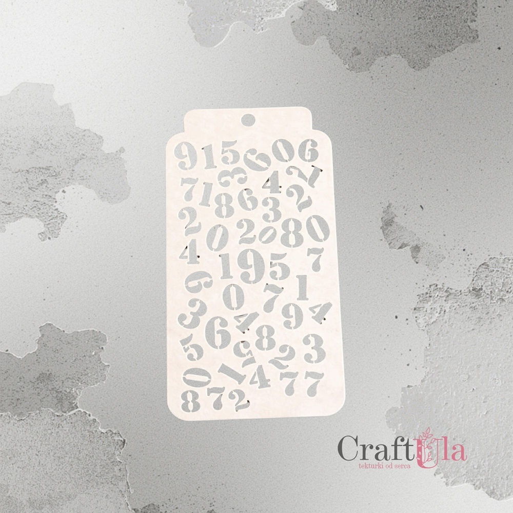 Stencil 0293 – Numers, 8x16 cm x 0,35 mm, semi-translucent