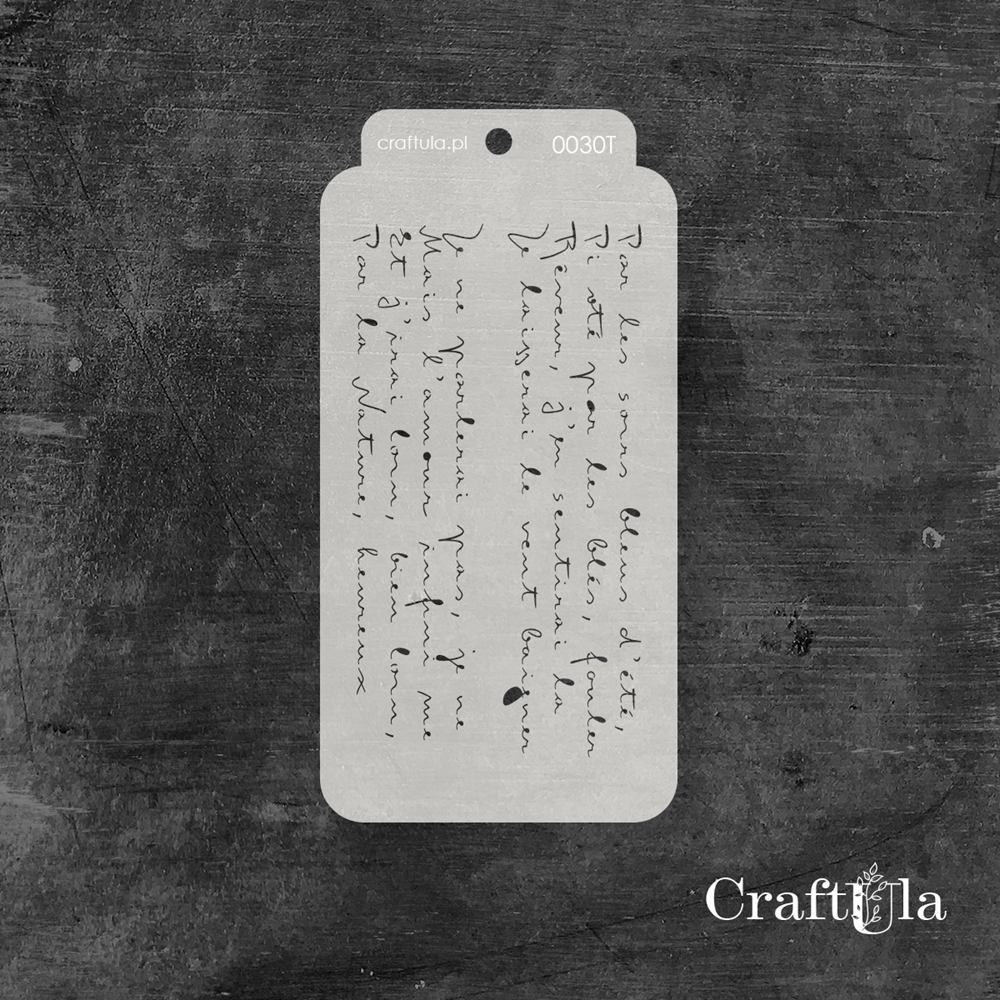 Stencil 030T – Writing, 8x16 cm x 0,35 mm, semi-translucent