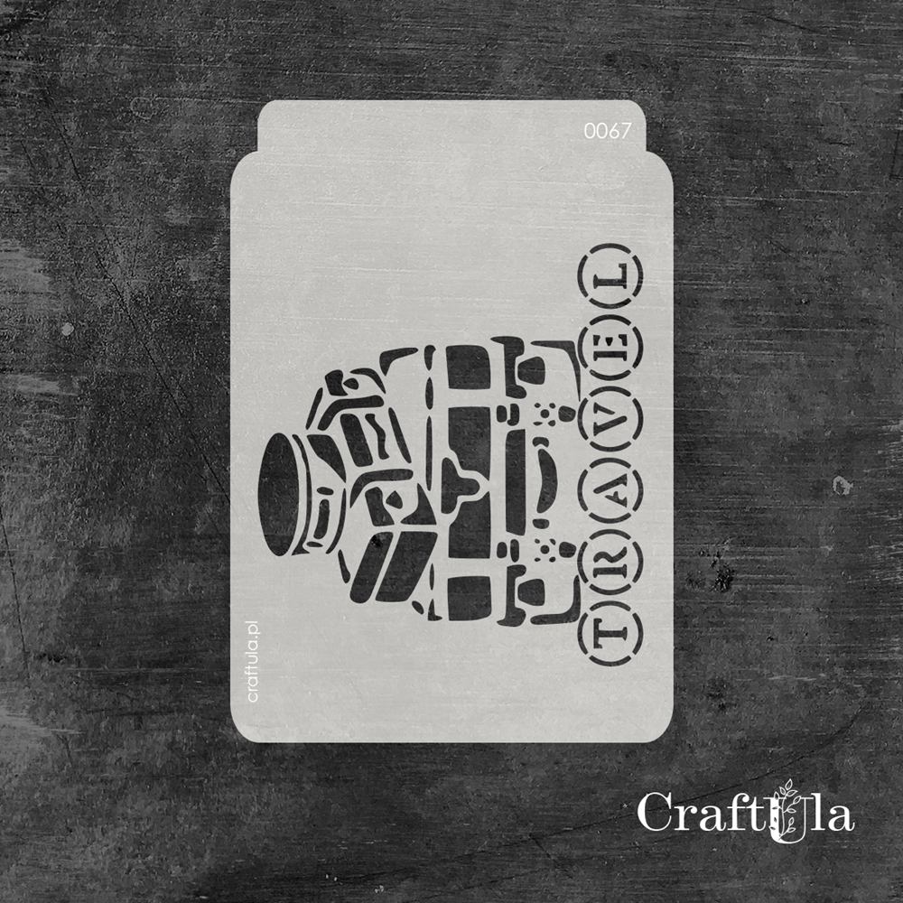 Stencil 067 – Travel, 11x16 cm x 0,35 mm, semi-translucent