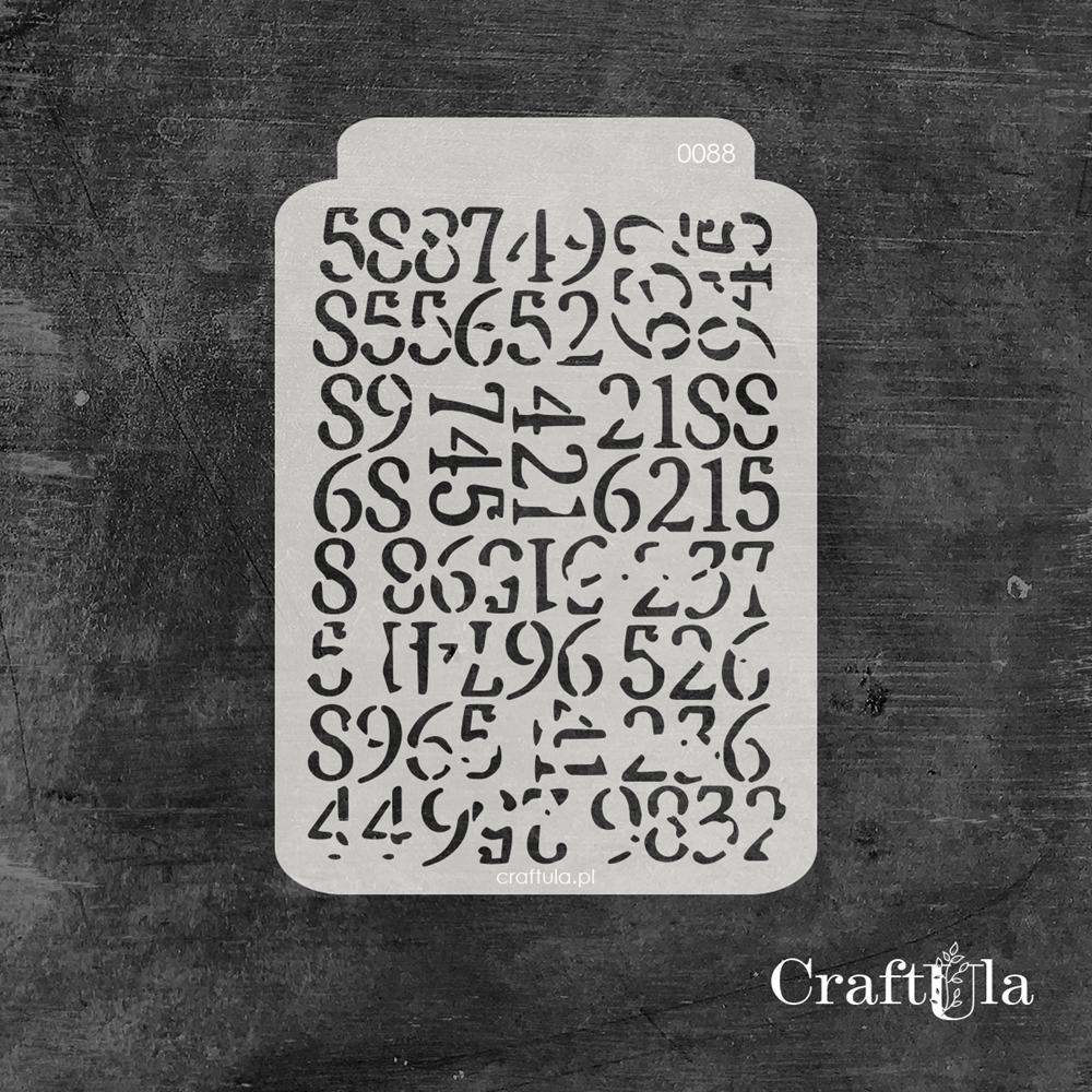 Stencil 088 – Numbers, 11x16 cm x 0,35 mm, semi-translucent