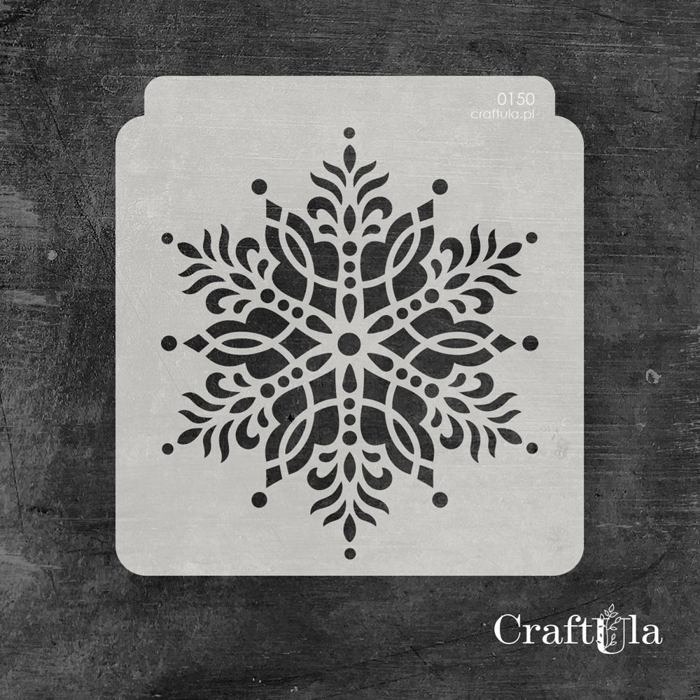 Stencil 150 – Snowflake, 15x16 cm x 0,35 mm, semi-translucent