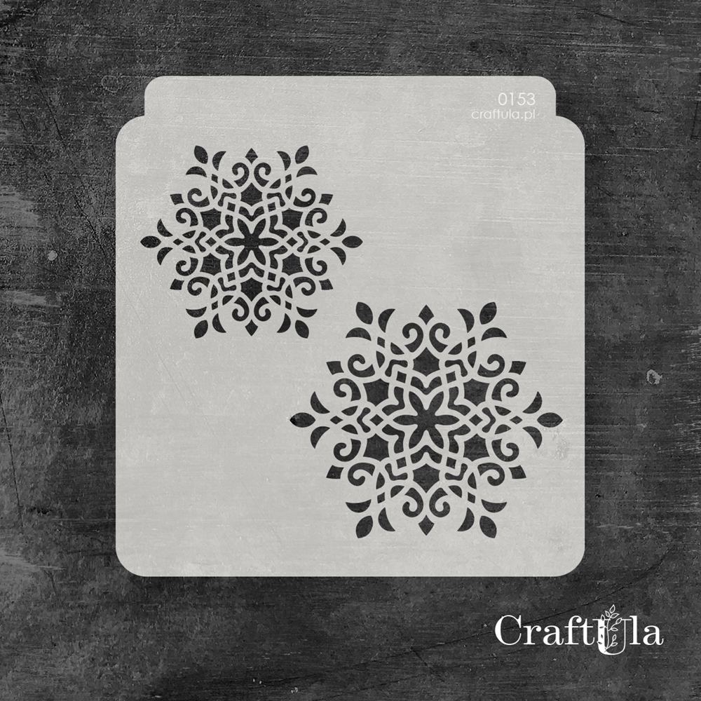 Stencil 153 – Snowflakes, 15x16 cm x 0,35 mm, semi-translucent