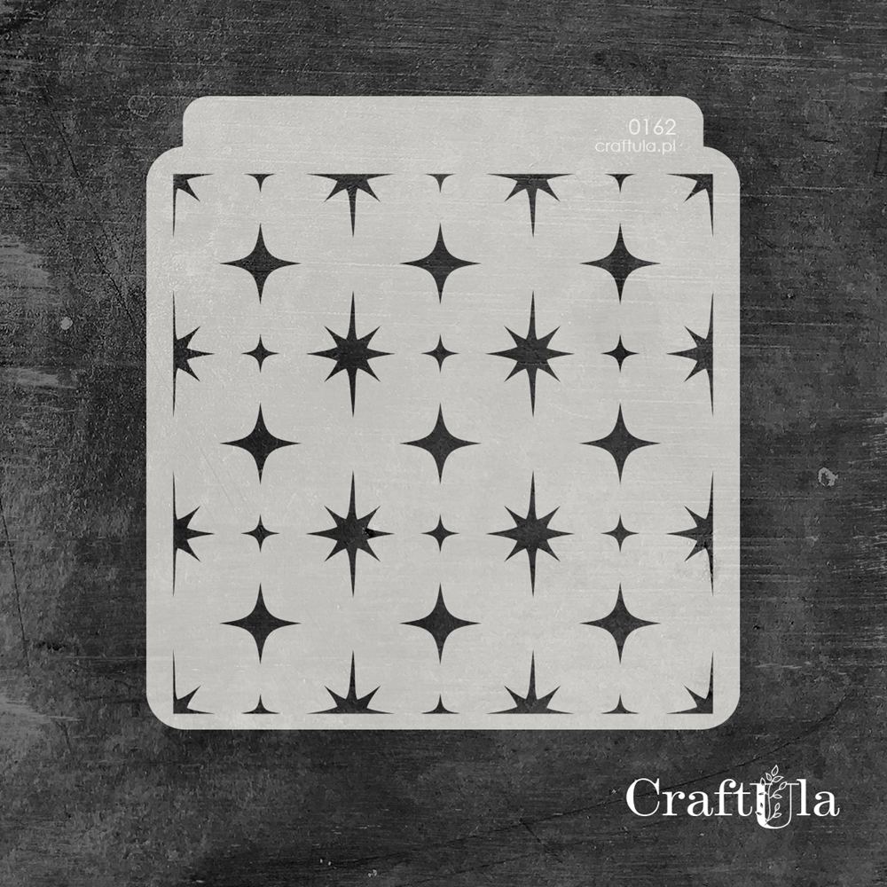 Stencil 162 – Stars, 15x16 cm x 0,35 mm, semi-translucent