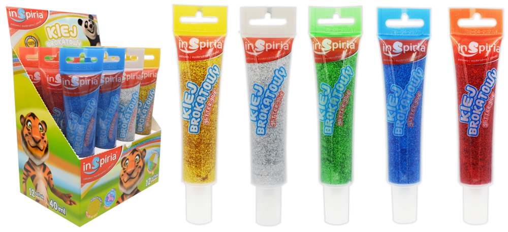 Glitter glue MIX of colours, 12 x 40ml