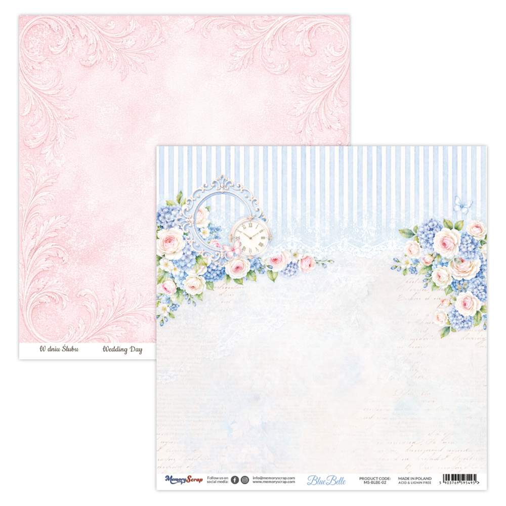 Double-sidedpaper 30,5x30,5cm Blue Belle - 02, 250 gsm (1 sheet) Double-sidedpaper 30,5x30,5cm Blue Belle - 02, 250 gsm (1 sheet)