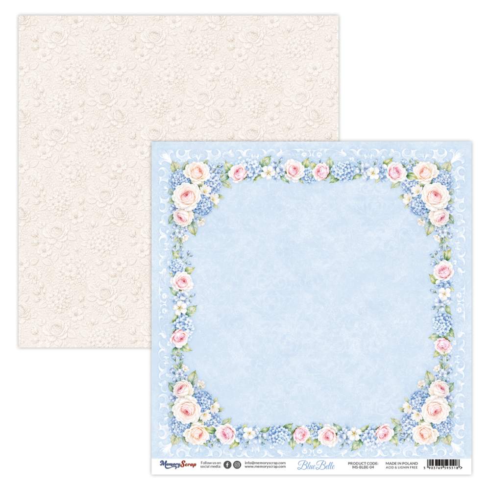 Double-sidedpaper 30,5x30,5cm Blue Belle - 04, 250 gsm (1 sheet) Double-sidedpaper 30,5x30,5cm Blue Belle - 04, 250 gsm (1 sheet)