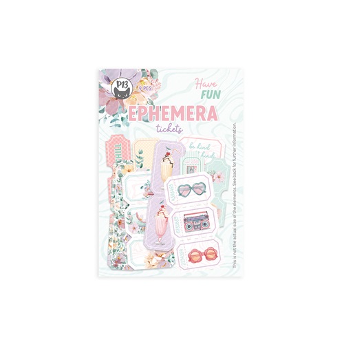 Ephemera set Tickets, Have Fun, 9pcs (240gsm, 11,4x8cm paper bag)