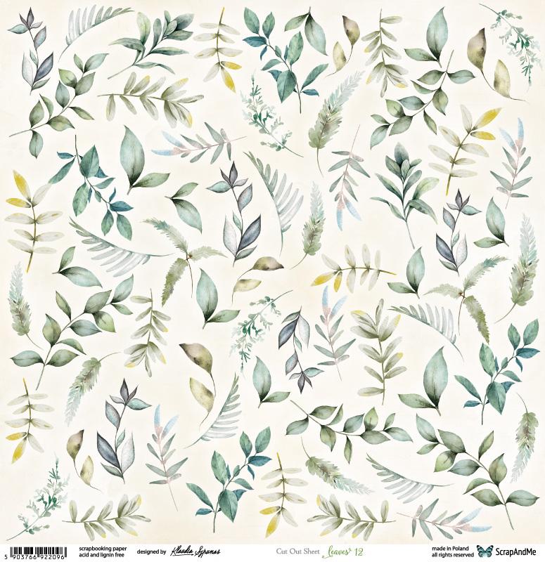 Paper 30x30 cm Leaves 12 (1 sheet)